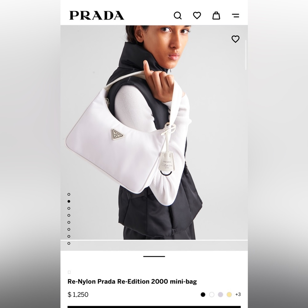 Prada white nylon 2000 re-edition bag